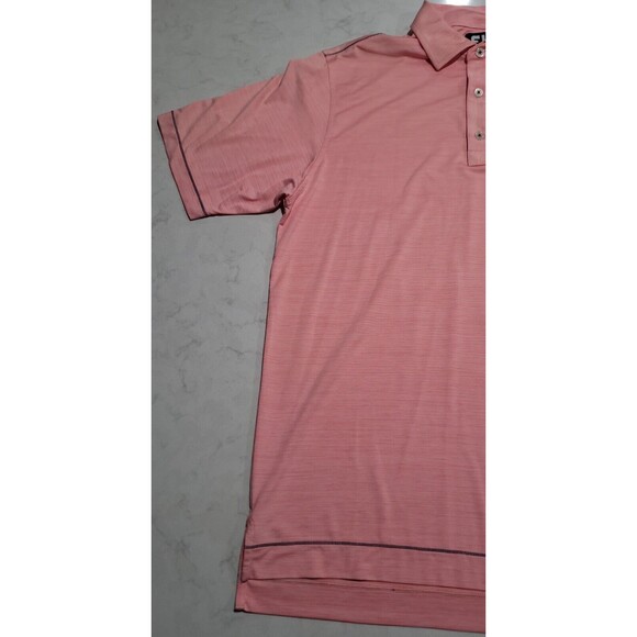 FootJoy ProDry Lisle Salmon Pink White Stripe Golf Staff Polo Logo Stretch NWOT - Picture 8 of 16